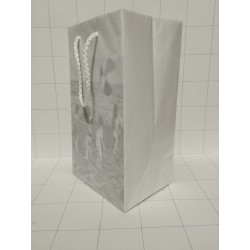 Bolsa forrada con papel de china blanco, fondo con impresión