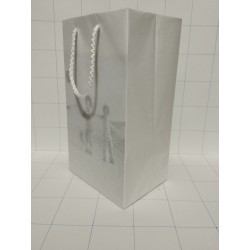 Bolsa forrada con papel de china blanco, fondo con impresión