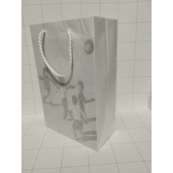 Bolsa forrada con papel de china blanco, fondo con impresión